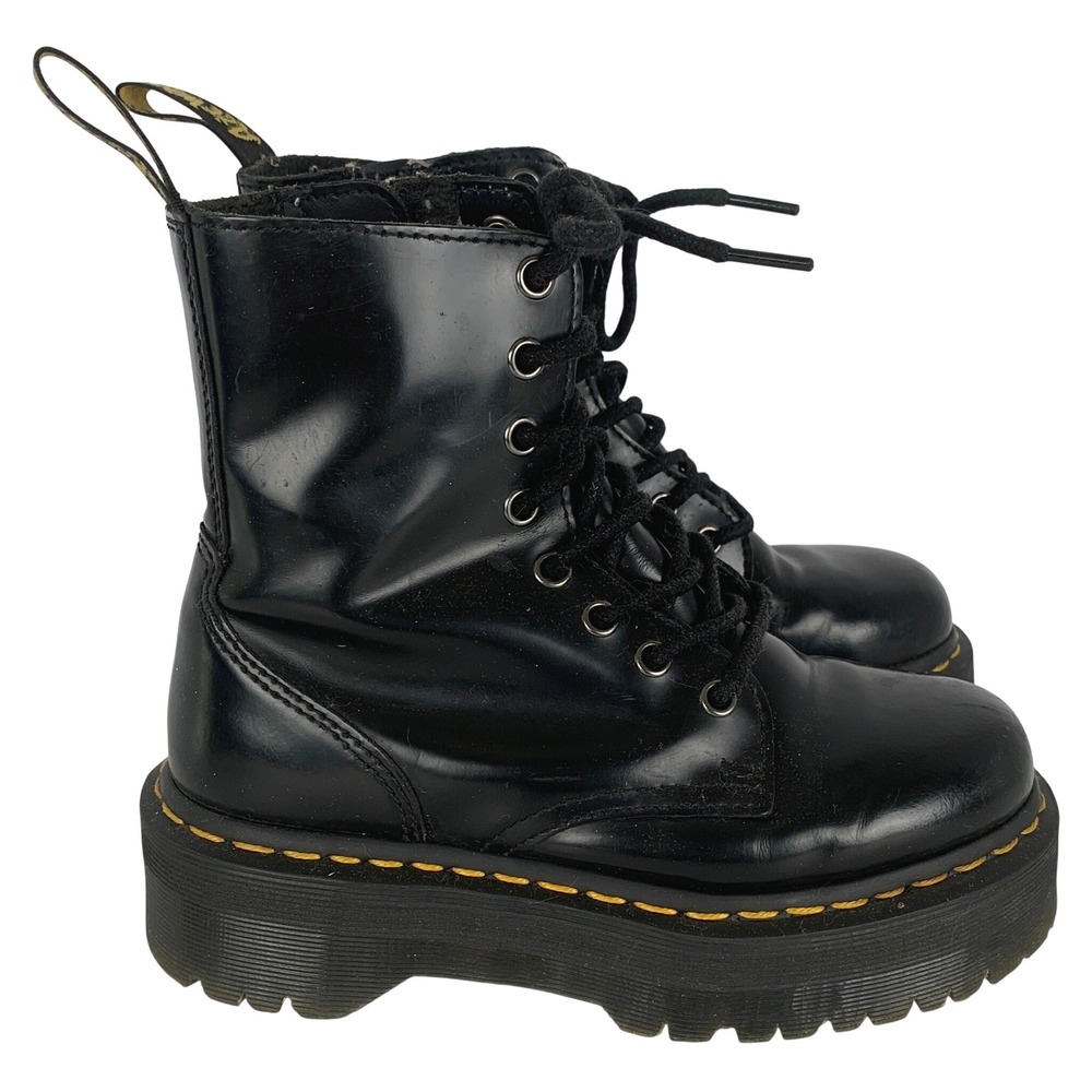 DR. DOC MARTENS Jadon Polished Leather Platform Boots AW004 US 5L 4M Black Zip